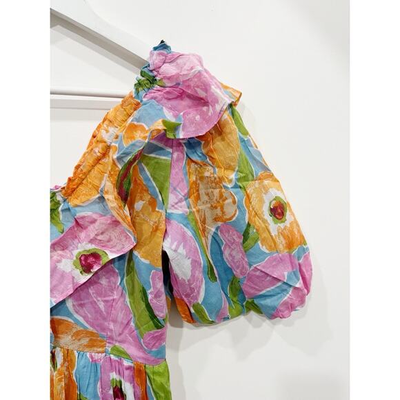 NWT Banjanan Scorpio Mini Dress in Euphoric Bloom Floral Ruffle Cotton - Picture 15 of 16